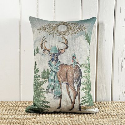 Woodland Deer Holiday Accent Pillow