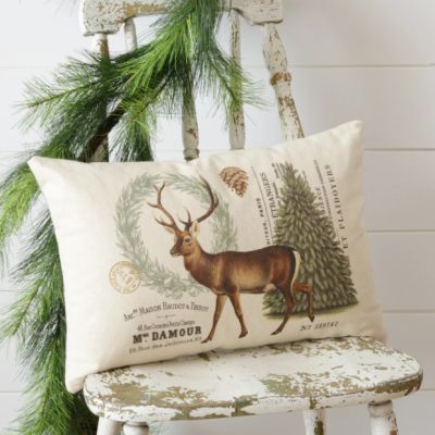Woodland Winter Deer Accent Pillow