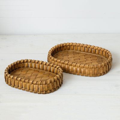 Woven Cottage Trays, Set of 2