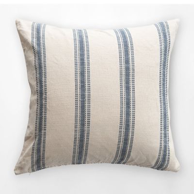 Woven Farmhouse Blue Striped Throw Pillow