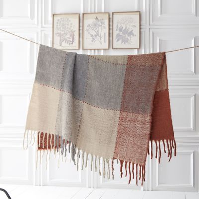 Woven Plaid Fringed Throw Blanket