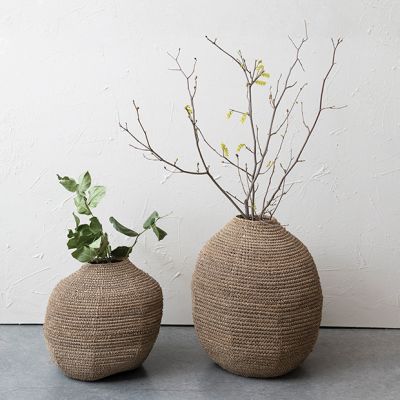 Woven Rattan Basket Vase