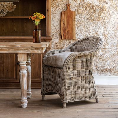 Woven Rattan Curved Arm Chair With Cushion