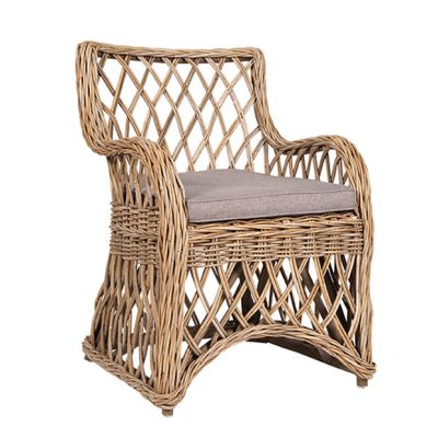 Woven Rattan Curved Arm Dining Chair