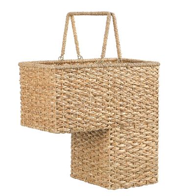 Woven Rattan Stair Basket With Handles