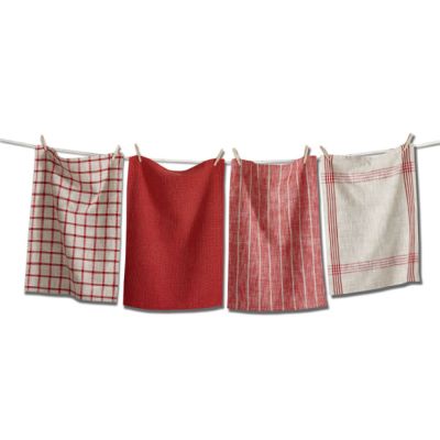Woven Reds Cotton Dish Towel Set of 4