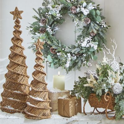 Woven Seagrass Spiral Christmas Tree Set of 2