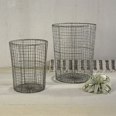 Woven Wire Waste Basket Set of 2