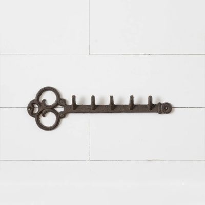 Wrought Iron Key Shaped Wall Hook Rack