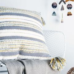 Striped Textured Cotton Throw Pillow