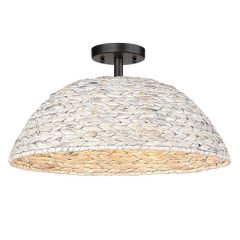 Woven Painted Sweet Grass Semi Flush Light