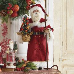 Vintage Inspired Santa Holding Tree