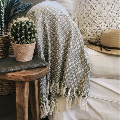 Diamond Stitch Handwoven Throw Blanket