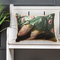 Vintage Inspired Fringed Lumbar Pillow