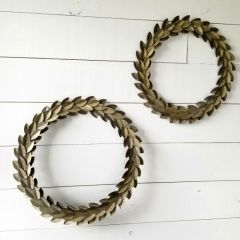 Champagne And Silver Galvanized Metal Leaf Wreath Set of 2