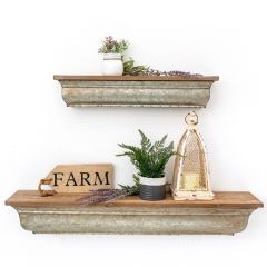 Wood and Metal Wall Shelves Set of 2