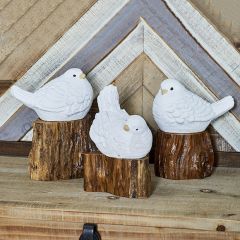 Bird On Stump Figure Set of 3