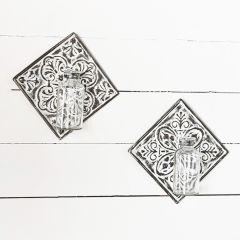 Tin Wall Medallion With Vase Set of 2