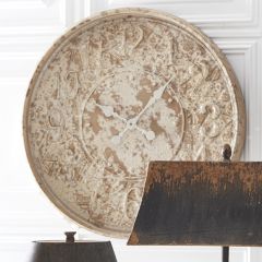 Distressed Embossed Metal Wall Clock