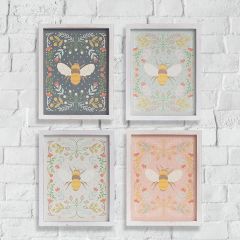 Botanical Bee Wall Art Set of 4