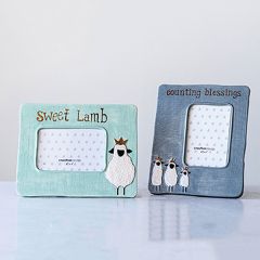 Sweet Sheep Embossed Stoneware Photo Frame Set of 2