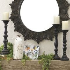 Black Antiqued Pillar Candle Holders Set of 3