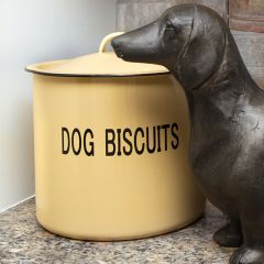 Enamel Metal Dog Treat Jar With Lid