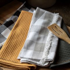Patterned Fringed Tea Towel Collection Set of 4
