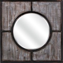 Square Wood Wall Mirror