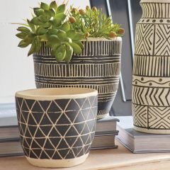 Patterned Cement Planter Pot Set of 2
