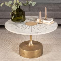 Metal and Marble Round Coffee Table Gold