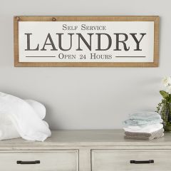 Wood Framed Metal Laundry Sign