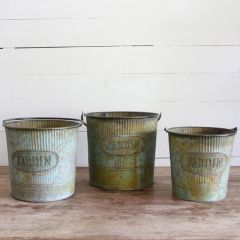 El Jardin Label Rustic Buckets Set of 3