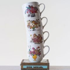 Sweet Floral Coffee Mugs Set of 4