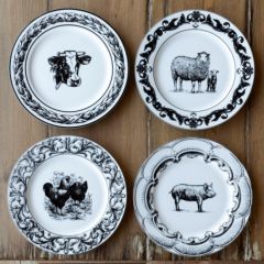 Ceramic Barnyard Print Plates Set of 4