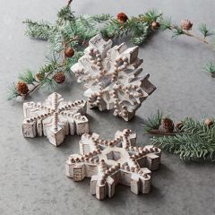 Distressed Snowflake Figure Set of 3