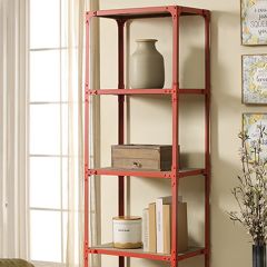 Rustic Metal Rolling Bookshelf
