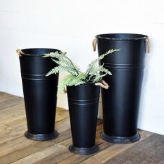 Rope Handled Flower Buckets Set of 3