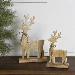 Standing Wood Deer Tabletop Decor Set of 2