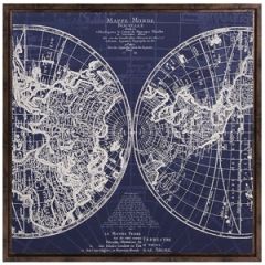 Framed Blue Map Wall Art