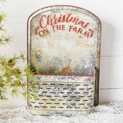 Christmas On The Farm Rustic Wall Pocket