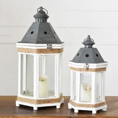 Farmhouse Gazebo Candle Lanterns Set of 2