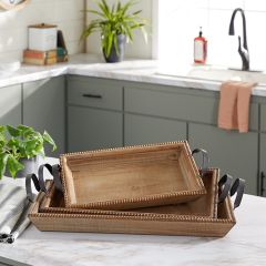 Contemporary Lodge Wood Tray Set of 3