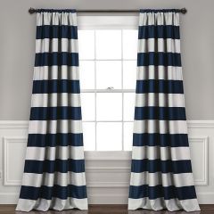 Thick Striped Room Darkening Curtain Panel Set of 2