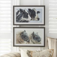 Watercolor Style Barnyard Animal Art Set of 2