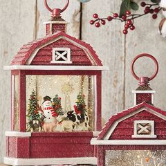 Lighted Barn With Holiday Scene