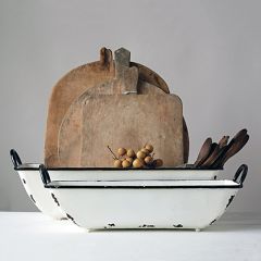 White Enamel Rectangular Bowl Set of 2