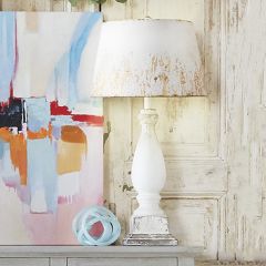 Wood Lamp With Distressed Metal Shade