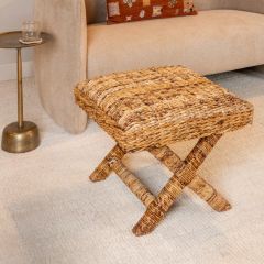 Natural Woven Water Hyacinth Stool 18 Inch
