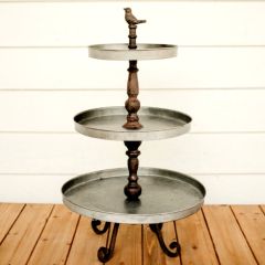 3 Tier Tray Stand With Bird Finial